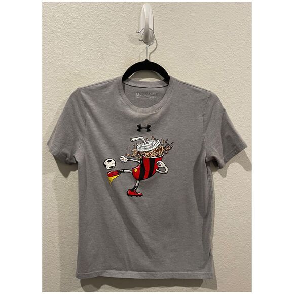 UNDER ARMOUR Gray Heatgear Soccer Soda T-Shirt - Picture 1 of 4